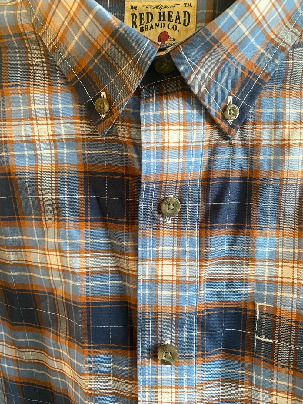 RedHead Men's Blue and Brown Plaid Button-Down Shirt size 2xl